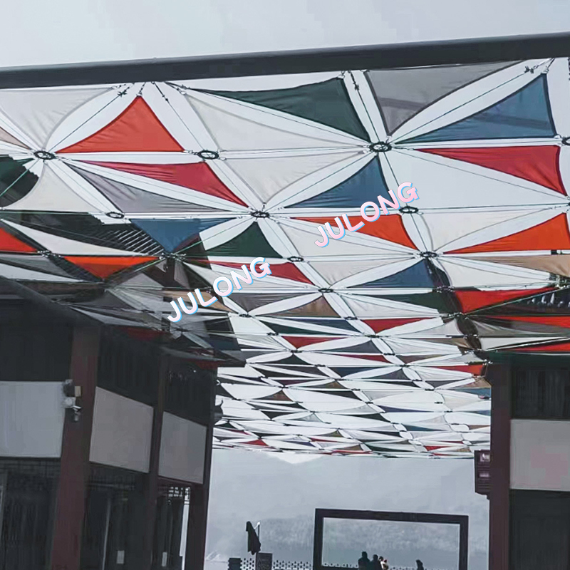 400g PVC Polyester Mesh Fabric untuk Sunshade Luar Ruang
